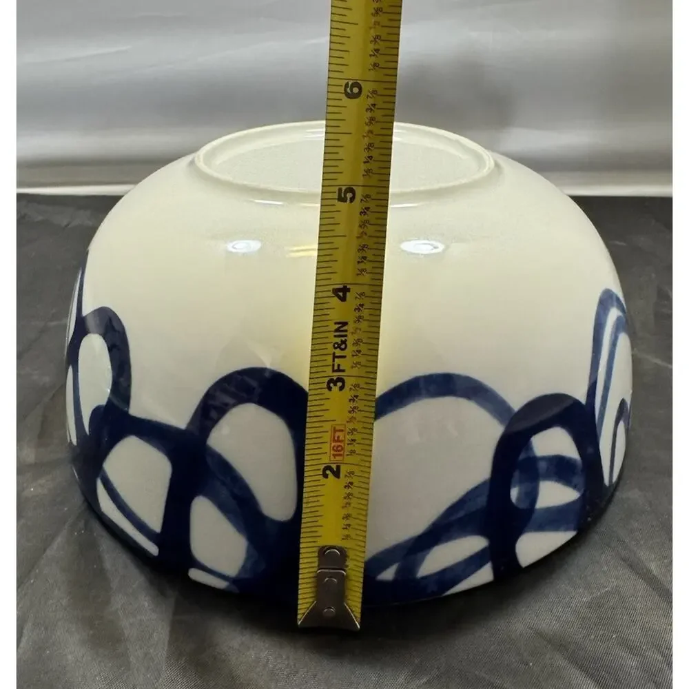 Paola Navone Crate & Barrel COMO Blue Swirl Large Oval Serving Bowl Discontinued
